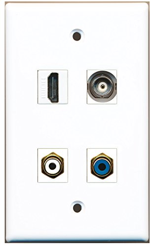 RiteAV - 1 Port HDMI 1 Port RCA White 1 Port RCA Blue 1 Port BNC Wall Plate