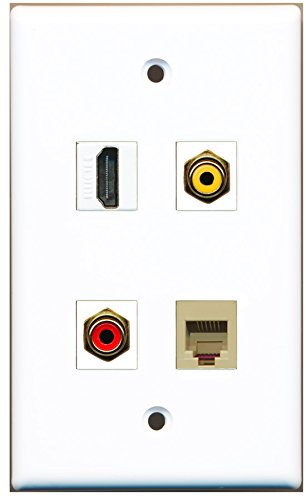 RiteAV - 1 Port HDMI 1 Port RCA Red 1 Port RCA Yellow 1 Port Phone RJ11 RJ12 Beige Wall Plate