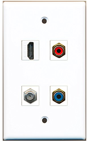 RiteAV - 1 Port HDMI 1 Port RCA Red 1 Port RCA Blue 1 Port Coax Cable TV- F-Type Wall Plate